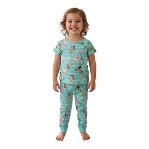 Disney Girl’s Size 2T Short Sleeve Princess Pajama Set – Blue Aqua